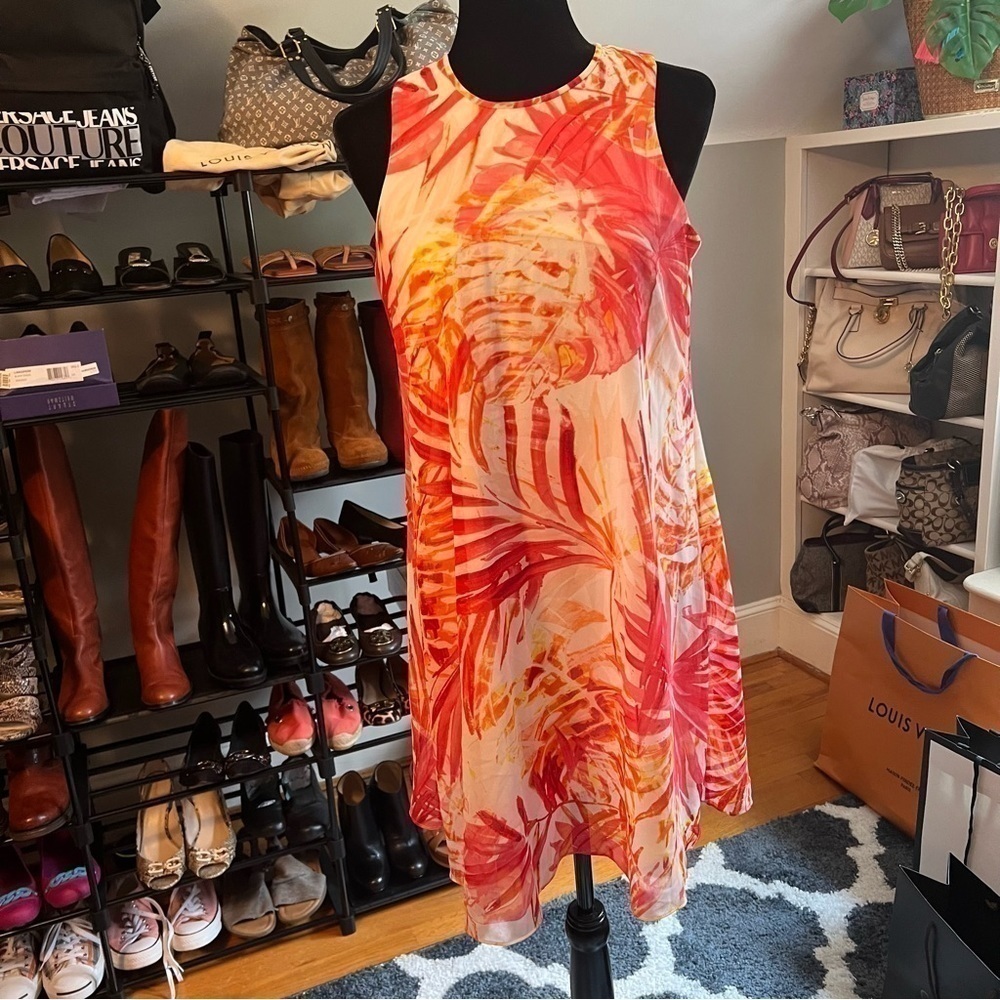 CALVIN KLEIN Printed Sleeveless Trapeze Mini Dress - Picture 7 of 7